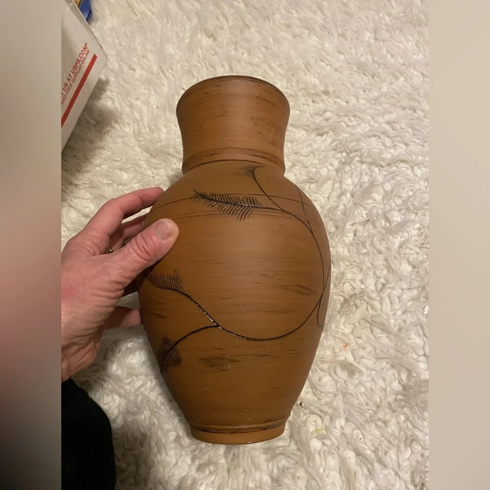 50%offw❤️ Joe Smith Handmade Clay Vase 11.5x6 etched pottery
